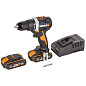 Дрель-шуруповерт аккумуляторная WORX WX102, 20В, 60Нм, бесщеточная, 2Ач х2, ЗУ, кейс