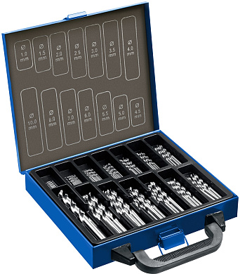 Набор сверл по металлу, сталь Р6М5, класс А, мет.бокс ЗУБР ПРОФ-А 99шт(1-10мм)