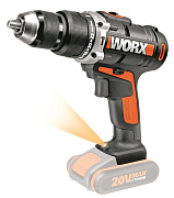 Дрель-шуруповерт ударная аккумуляторная WORX WX372.9, 20В, без АКБ и ЗУ