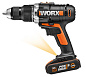 Дрель-шуруповерт ударная аккумуляторная WORX WX372, 20В, 50Нм, 2 Ач x2, кейс