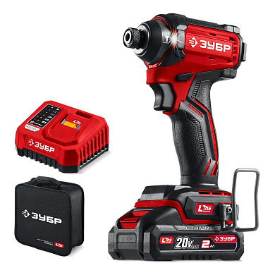 Бесщеточный ударный винтоверт ЗУБР 20 В, 180 Н·м, 1 АКБ LMS (2 А·ч)