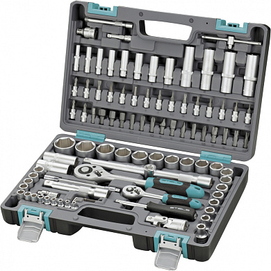 Набор инструментов, 1/2", 1/4", CrV, пластиковый кейс 94 предм.// Stels