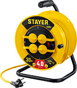 Силовой удлинитель на катушке STAYER М-325, ПВС, 3 х 2.5 мм2, 30 м, 4000 Вт, IP44