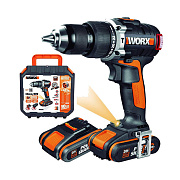Дрель-шуруповерт ударная аккумуляторная WORX WX373, 20В, бесщеточная, 2,0 Ач x2 ,кейс