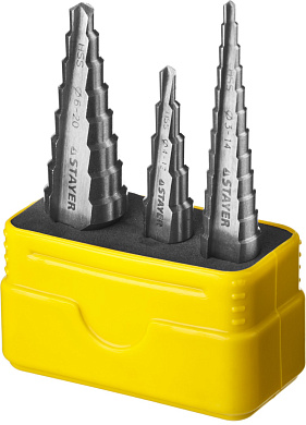 Набор ступенчатых сверл STAYER 3 шт, 3-20 мм, сталь HSS