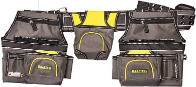 Пояс монтажника KRAFTOOL ″INDUSTRIE″, 2 подвесных подсумка, 20 карманов, 2 петли для крепления молот