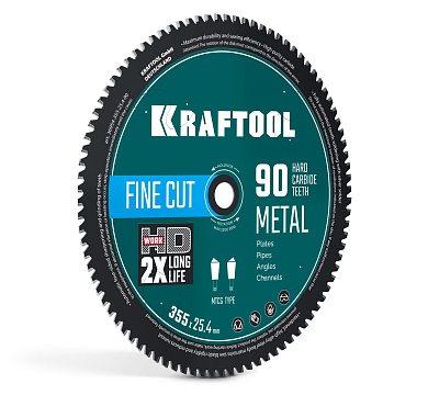 Диск пильный по металлу и стали KRAFTOOL Metal Cut 355 х 25.4 мм, 90Т