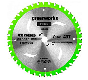 Диск пильный  по дереву для циркулярной пилы Greenworks, Арт. 2943307, 184x20 мм, 40T