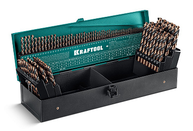 Набор сверл по металлу KRAFTOOL Cobalt, 118 шт, (1-13 мм), сталь М42, HSS-Co(8%)