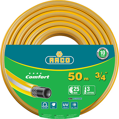 Поливочный шланг RACO COMFORT 3/4″ 50 м 25 атм трёхслойный армированный