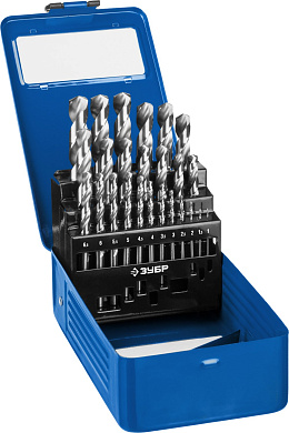 Набор сверл по металлу, сталь Р6М5, класс А, мет.бокс ЗУБР ПРОФ-А 25шт(1-13мм)