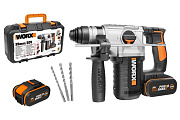 Перфоратор аккумуляторный WORX WX392, 20В, 4 Ач x2, кейс