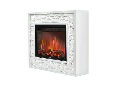 Портал Firelight Loft 30 камень белый, белая эмаль