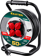Силовой удлинитель на стальной катушке KRAFTOOL КГ 3х2.5 50м 4000Вт IP44, K-325