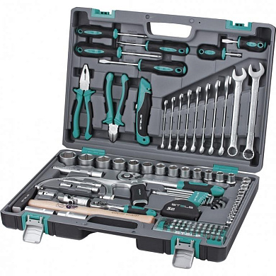 Набор инструментов, 1/2", 1/4", CrV, пластиковый кейс 98 предм.// Stels