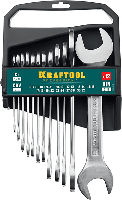 Набор рожковых ключей KRAFTOOL 12 шт