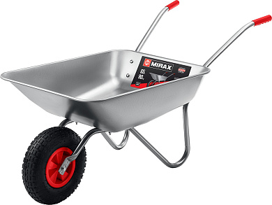Одноколесная, оцинкованная сталь, садовая тачка MIRAX MX-1, 65 л, 90 кг