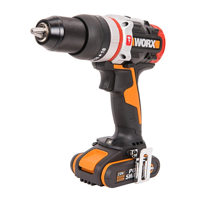 Дрель-шуруповерт ударная аккумуляторная WORX WX354, 20В, 60 Нм, бесщеточная, 2,0 Ач x2, кейс