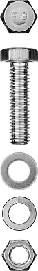 Болт (DIN933) с гайкой (DIN934), шайбой (DIN125), шайбой пруж. (DIN127), M6 x 30 мм, 10 шт, ЗУБР
