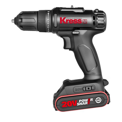 Дрель-шуруповерт аккумуляторная KRESS KU210.1, 20В, 2Ач x2, кейс