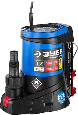 Дренажный насос ЗУБР НПЧ-Т7-550, с минимальным уровнем откачки до 1мм, АкваСенсор, 550 Вт