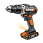 Дрель-шуруповерт ударная аккумуляторная WORX WX372, 20В, 50Нм, 2 Ач x2, кейс