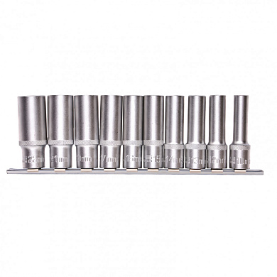 Набор удлиненных торцевых головок 1/2", шестигранные, CrV, 10 шт., 10-22 мм Stels