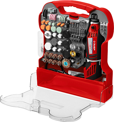 Гравер ЗУБР электрический с набором мини-насадок в кейсе, 172 предмета