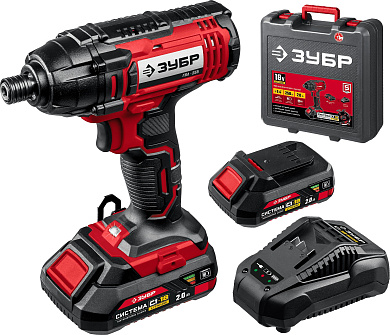Винтоверт аккумуляторный ЗУБР 18В, 2 АКБ (2Ач), в кейсе, ударный ГВЛ-255-22