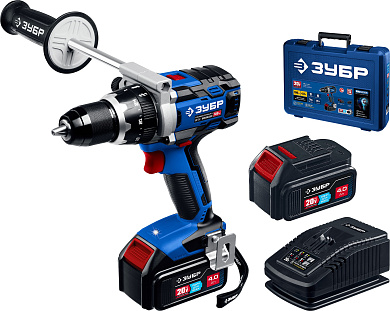 Дрель-шуруповерт аккумуляторная ЗУБР Т7, 20 В, 100 Н·м, 2 АКБ (4 А·ч)
